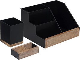 Hbcy Creations 3 Piece Black Metal Desk Organizer Set | Industrial Home Decor | - £36.66 GBP