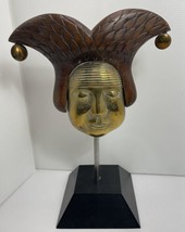 Sarreid LTD Carved wood Mask Art Sculpture Figure 14 Inches Vintage - £35.36 GBP