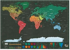 XL Deluxe Travel Edition Scratch Off World Map Poster Personalized Journal Log! - £12.92 GBP