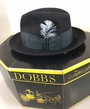 Dobbs Fifth Av NY Mens 6 3/4 Admiralty Navy Blue Felt Homburg Hat w Box USA Made - £73.46 GBP