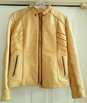 Vtg Revolution For Leather Toronto Unisex Hand Made Biker Jacket Mustard Rare - £555.44 GBP