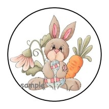 30 Cute Country Easter Bunny Envelope Seals Labels Stickers 1.5&quot; Round Egg Favor - £5.93 GBP