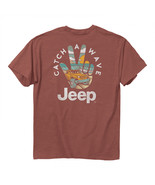 Jeep Catch a Wave Front and Back Print Pigment Dyed T-Shirt Red - £31.43 GBP+