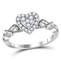 14kt White Gold Womens Round Diamond Heart Cluster Ring 1/3 Cttw - £430.85 GBP