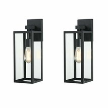Hukoro Martin 1-Light 17.25 in. H Matte Black Outdoor Wall Lantern Sconce 2-Pack - £51.67 GBP