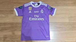 Real Madrid FINAL CARDIFF Purple Soccer Jersey 2016- 2017 RONALDO BENZEM... - £67.86 GBP