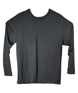 Solid Black Long Sleeve Workout Shirt Size L Large Polyester Crew Neck Top - $15.84