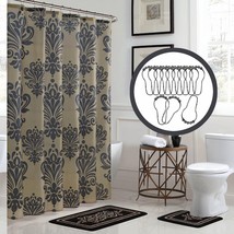 15-Piece Black Linen Bathroom Shower Curtain Set - $1,802.39 MXN