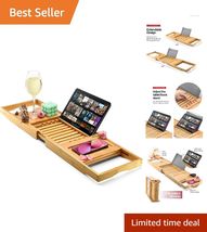 Luxury Expandable Bathtub Tray Caddy - Waterproof Bamboo Bath Organizer - $64.30