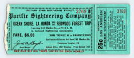 1920s Ticket Pacific Sightseeing Company San Francisco Redwood Forest  K13 - £22.41 GBP