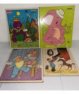 Vintage Playskool Puzzle Lot Of 4 Barney Cabbage Patch Kids Elephant Horses - $21.18