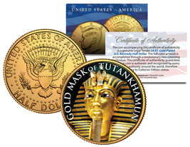 Gold Mask Of Tutankhamun 24K Gold Plated Jfk Half Dollar Us Coin King Tut Death - £6.84 GBP