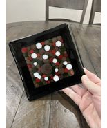 MCM Vintage Fused Glass Bubbled Red White Black Green Square Trinket Tra... - $27.62 CAD