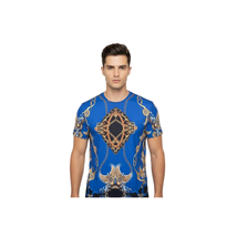 Men Crew T Shirt Makrom Turkey Medallion Chain Floral European 1217-421 Blue new image 5