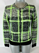 Forever 21 Womens Small L/S Black Gray Green Full Zip Cardigan Sweater (A9)P - £19.26 GBP