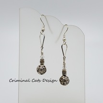 Silver Rose Beads with Hilltribe SS Spacer and Swarovski Bicone Earrings - £11.96 GBP