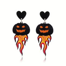 Acrylic Halloween Flame Pumpkin Ghost Face Pattern Dangle Earrings - New - £11.98 GBP