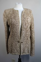 Fine Feathers 40&quot; Bust L? Brown Gold Cardigan Sweater - $30.40