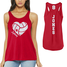 Custom Glitter Volleyball Heart Women&#39;s Flowy Bella + Canvas Racerback T... - £19.62 GBP+