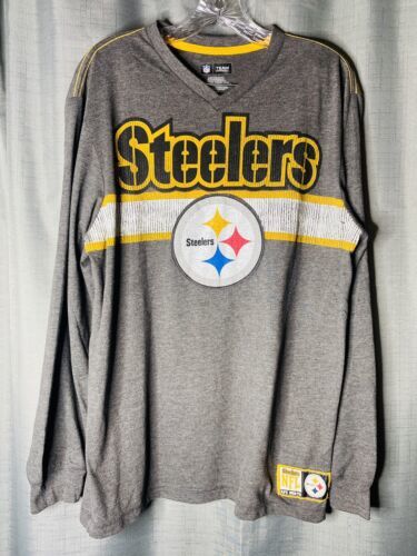 Pittsburgh Steelers gray Long Sleeve T-Shirt Size Lg  NFL Team Apparel Mens Logo - $9.80