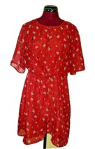 Love, Fire Dress Women Size Medium  Front Tie Lined Keyhole Neck Floral ... - £18.33 GBP