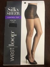 West Loop SHEER Control Top, Smooth, Silky Leg, Sheer Toe -JET BLACK, Si... - €5,41 EUR
