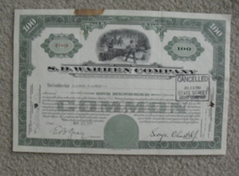 Vintage 1951 Stock Certificate S.D. Warren Company 100 Shares - £17.09 GBP