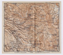 1909 Antique Map Vicinity Of Palestrina Monti Prenestini / Lazio / Italy - £13.66 GBP