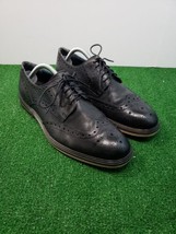 Zanzara Roman Men&#39;s Sz 10.5 Leather Wingtip Oxford Black Dress Shoes, EUC - $22.98