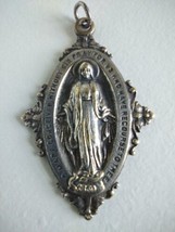 Vintage 1830 Catholic Medallion Miraculous Mother Mary Pray for Us Pendant - £5.49 GBP