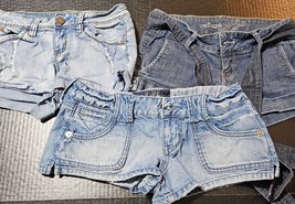 Set of 3 Hint Refuge WannaBetaButt Blue Denim Boyfriend Shorts Women Size 3 - £10.82 GBP