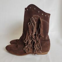 Vintage Moccasin Boots W/ Fringe Pinwheels Women's Size 7 M Made In USA ... - $34.64