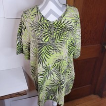 Womens Liz &amp; Me Short Sleeve Green Leaves T Shirt Size 2X 22-24 - £15.57 GBP