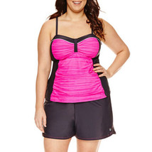 Free Country Bandeau Tankini Swim Top Size SMALL Pinky Steel Wire Cups - £21.33 GBP