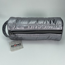 Scunci Metallic Silver Zip Quilted Makeup Bag Travel Gym Accessory 8.5&quot; x 3.75&quot; - £5.37 GBP