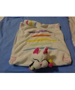 Whimsy Clay Amy Lacombe Cat Plush Square Pillow Case White Rainbow Paste... - $19.39 CAD