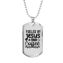 Fueled By Jesus Necklace Stainless Steel or 18k Gold Dog Tag 24&quot; Chain - £37.84 GBP+