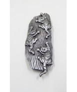 JJ Jonette Pewter Cats Climbing Brooch Pin Marked Kittens Tree Bark - $24.99