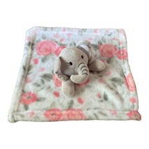Le Bebe Favorite Lovey Plush Elephant Security Blanket Floral Rose Gray Pink - £10.99 GBP