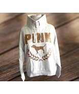 New VICTORIA&#39;S SECRET PINK shine rose gold Glitter COWL NECK PULLOVER GR... - $60.66 CAD
