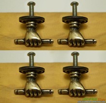 Lot of 4 Antique Vintage Solid Brass HAND STICK Pull Knobs - Silver and ... - £19.64 GBP+