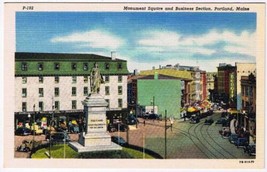Maine Postcard Portland Monument Square &amp; Business Section - £1.70 GBP