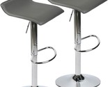 Set Of 2 Gaslift Pub Counter Chairs In Grey, Pu Leather With A Chrome Base - $109.92