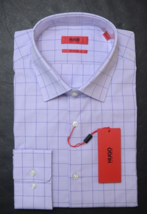 HUGO BOSS Uomo Mabel Sharp Fit Viola Chiaro Cotone Camicia 42 16.5 36/37 - $64.13