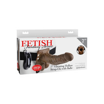 Fetish Fantasy Series 7&quot; Vibrating Hollow Strap-On With Balls Brown - $65.63