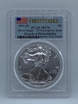 2021 American Silver Eagle P Emergency Issue Type 1 PCGS Ms 70 First Strike  - £116.68 GBP