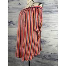 Ripcurl Off Shoulder Mini Dress Women XS Elbow Tie Sleeves Rainbow Stripe - $14.40