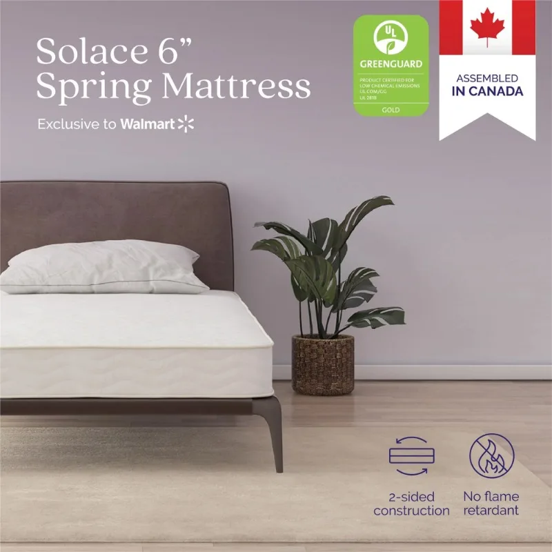Solace 6&#39;&#39; 2-Sided Bonnell Coil Mattress, Twin Size - £88.16 GBP