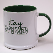 Stay Wild Large Coffee Mug Green And White Ceramic Tea Cup With Green Ha... - £8.92 GBP