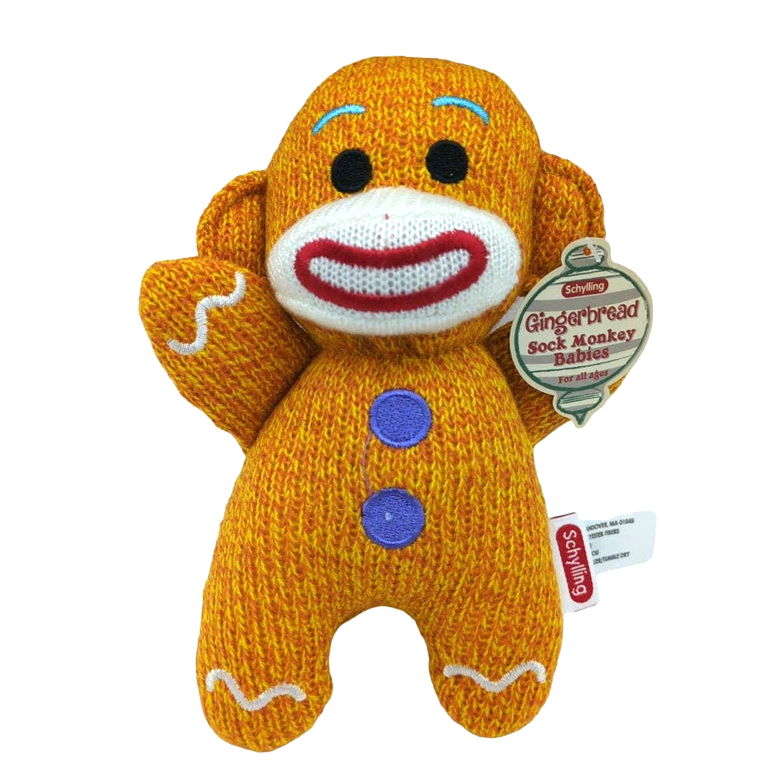 NWT 7" Plush Gingerbread Sock Monkey Babies Schylling Doll Knit Toy 2017 Rare - £27.68 GBP